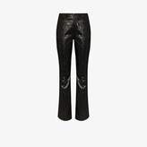 Thumbnail for your product : Marine Serre Crescent Moon Printed Recycled Leather Trousers