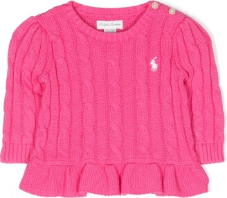 Ralph Lauren Kids Polo Pony cable-knit jumper