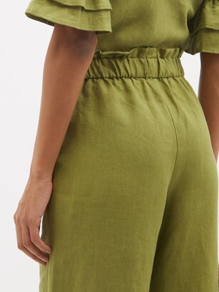 CASA RAKI Natalia Organic-linen Wide-leg Trousers - Green