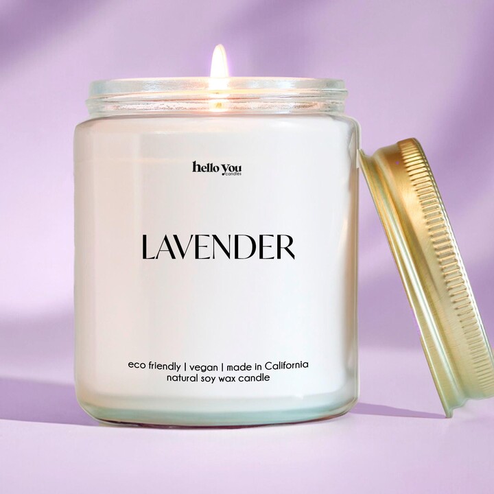 Lavender Scented Soy Candle Handmade, Personalized Candle Gift