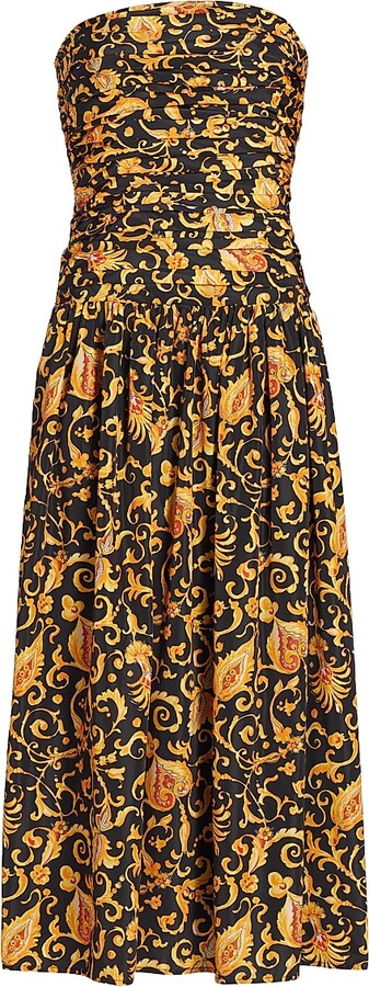 Rhode Resort Women's Selma Baroque-Print Strapless Midi-Dress - Baroque Heart - Size 0
