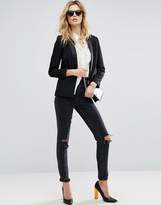 Thumbnail for your product : ASOS Tall DESIGN Tall Farleigh high waisted slim mom jeans in washed black with busted knees