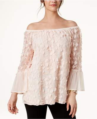 Alfani Floral-Applique Bell-Sleeve Top, Created for Macy's