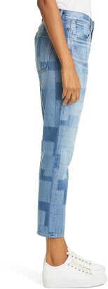 Frame Le High Straight Laser Patchwork Ankle Straight Leg Jeans