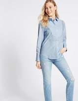 Thumbnail for your product : Marks and Spencer Pure Cotton Stretch Bib Detail Striped Shirt
