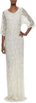 Thumbnail for your product : Alice + Olivia Cante Three-Quarter Sleeve Sequin Lace Gown