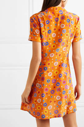 Lhd LHD - Clemenceau Floral-print Silk Crepe De Chine Mini Dress - Orange