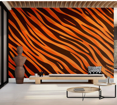Orren Ellis Premium Peel & Stick Wall Mural - Tiger Stripe Pattern