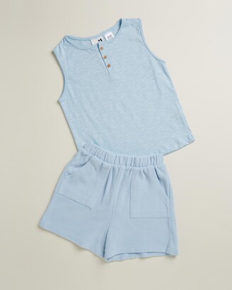 Cotton On Men's Blue Pyjamas - Harley Sleeveless Pyjama Set - Kids-Teens