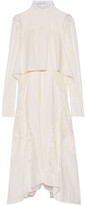 Thumbnail for your product : Chloé Layered Leavers Lace-paneled Crepe De Chine Dress