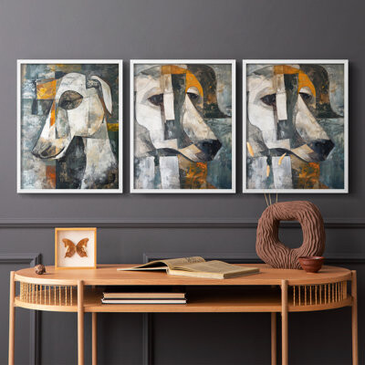 Ivy Bronx Abstact Cainine Series XLI -Set Of 3 Framed Giclee Prints -Ready to Hang