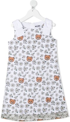 MOSCHINO BAMBINO Teddy Bear And Floral-Print Dress