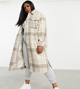 Thumbnail for your product : ASOS Curve DESIGN Curve longline shacket in check
