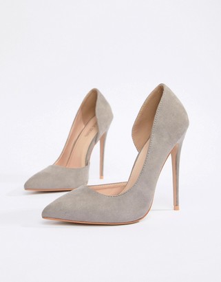 light grey suede court shoes