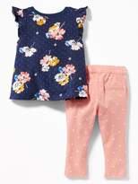 Thumbnail for your product : Old Navy Flutter-Sleeve Top & Jersey Pants Set for Baby