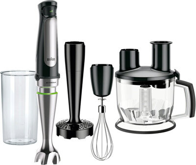 Braun MultiQuick 7 Smart-Speed Hand Blender with 500 Watts of Power, Whisk, Masher, and 6-Cup Food Processor