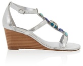 Thumbnail for your product : White House Black Market T-Strap Silver Colored Stone Wedge