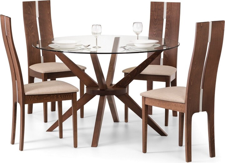 Dunelm Chelsea Round Small Dining Table with 4 Cayman Chairs, Brown
