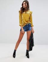 Thumbnail for your product : Blank NYC Velvet High Neck Top With Ruffle Detail