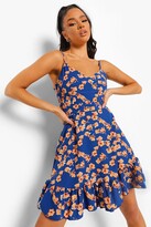 Thumbnail for your product : boohoo Floral Print Tie Back Ruffle Swing Dress