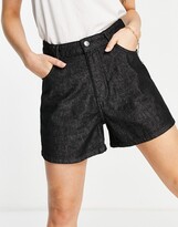Thumbnail for your product : Wednesday's Girl high waist mom shorts in black wash denim