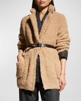 Thumbnail for your product : Brunello Cucinelli Textured Cashmere Blazer with Leather Belt