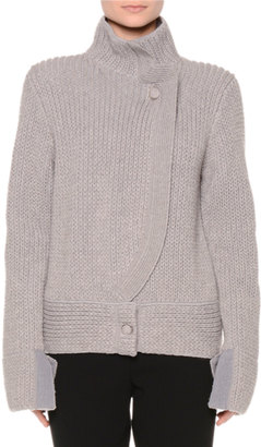 Giorgio Armani Extended-Sleeve Turtleneck Sweater, Gray