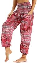 Thumbnail for your product : GLUDEAR Women's Boho Pants Hippie Clothes Yoga Outfits Peacock Design Fits Red