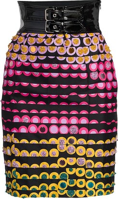 Moschino Vinyl Waist & Glitter Polka-Dot Skirt