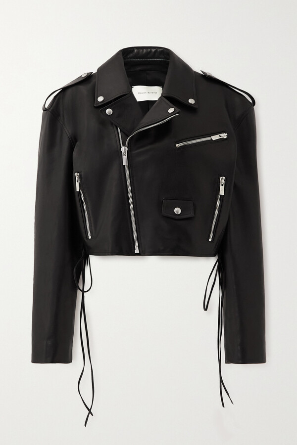 Magda Butrym Cropped Leather Biker Jacket Black ShopStyle