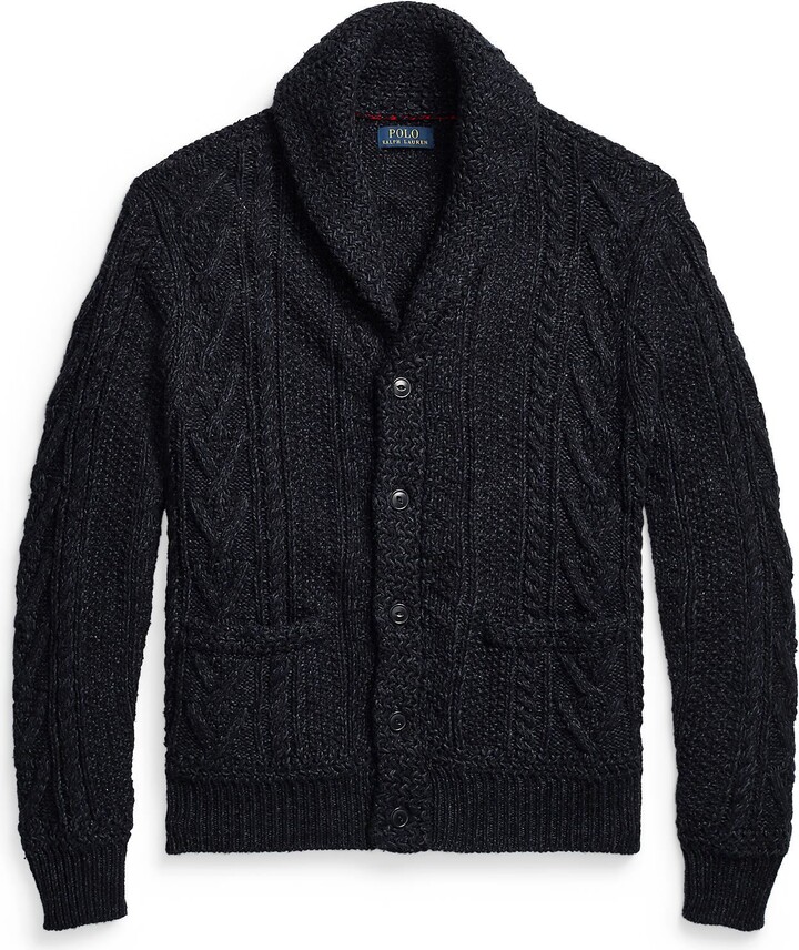 Polo Ralph Lauren Aran-knit Cotton-blend Shawl Cardigan Cardigan Midnight  Blue - ShopStyle