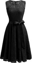 Thumbnail for your product : Dressystar Women's Floral Lace Dress Short Bridesmaid Dresses with Sheer Neckline S Grey