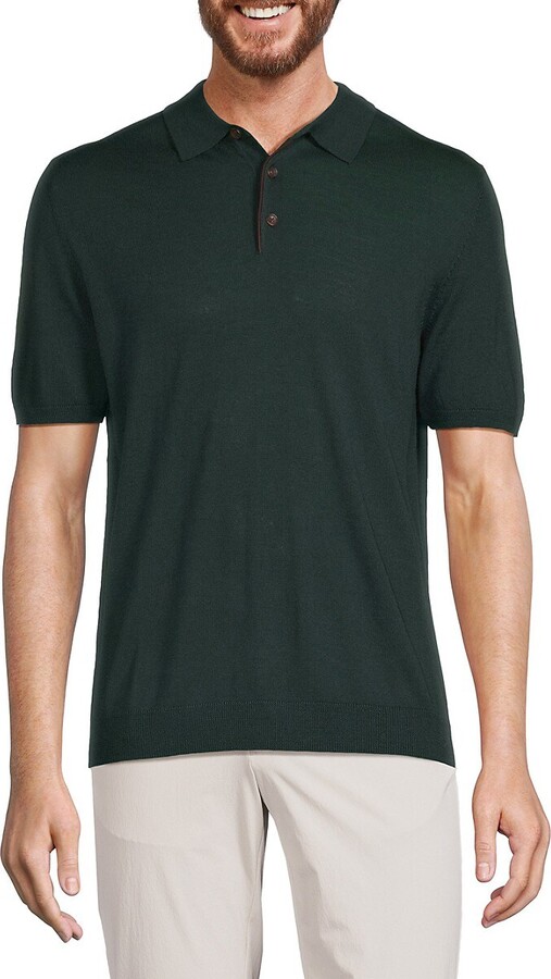 Bruno Magli Short Sleeve Merino Wool Sweater Polo