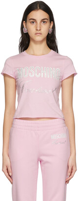 Moschino Pink Cropped Logo T-Shirt