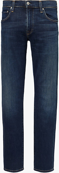 Citizens of Humanity Mens Prospect (Md/Dk Indigo) London Slim-Fit Tapered-Leg Mid-Rise Stretch-Denim and Cashmere Jeans 32