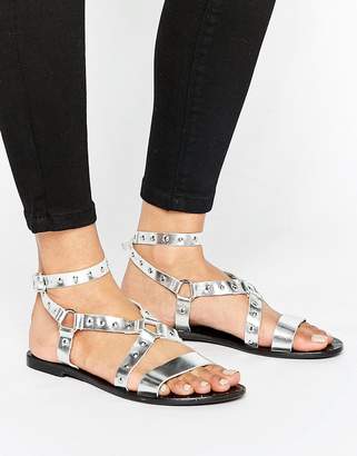 Park Lane Leather And Stud Strappy Flat Sandal