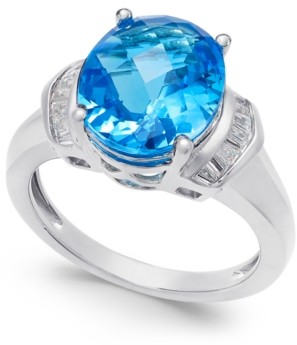 Macy's Swiss Blue Topaz (4-9/10 ct. t.w.) and White Topaz (1/4 ct. t.w.) Ring in Sterling Silver