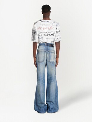 Balmain Ripped Faded Flared Bootcut Jeans