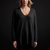 Deep V Tunic Sweater in Black 
