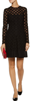Valentino Layered Cotton-blend Guipure Lace And Crepe Mini Dress