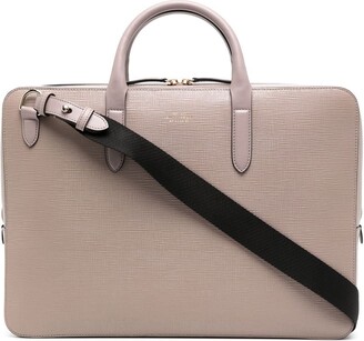 Smythson Top-Handle Leather Laptop Bag