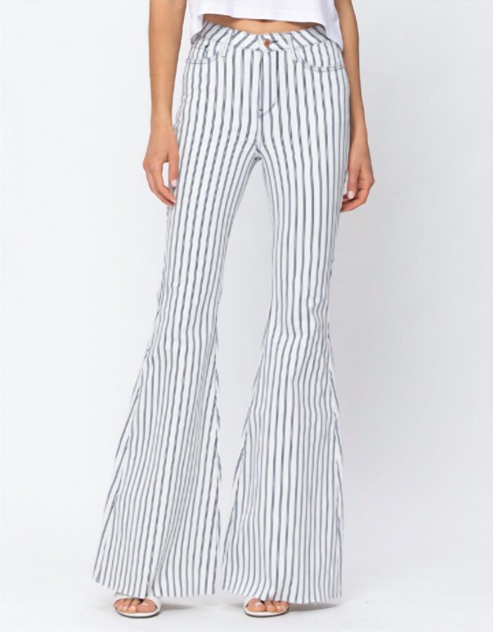 Judy Blue High Waist White Pin Stripe Super Flare Jeans