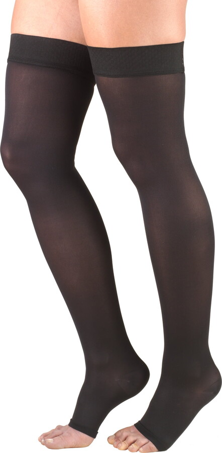 Truform Women’s Stockings, Thigh High, Open Toe: 20-30 mmHg, Black, Large