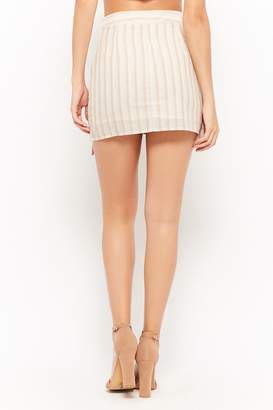 Forever 21 Striped Mock-Wrap Mini Skirt