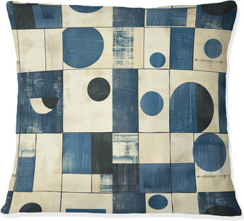 White And Blue Midcentury Geometry I - Midcentury Throw Pillow