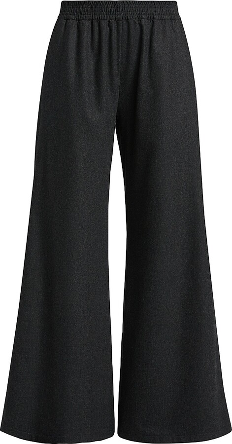 Fabiana Filippi Women's Flannel Wool-Blend Wide-Leg Trousers - Ardesia - Size 2