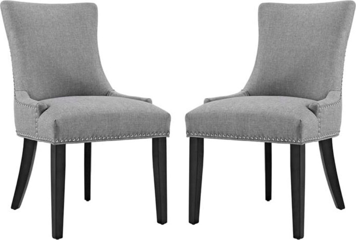 Marquis Set of 2 Fabric Dining Side Chair Light Gray