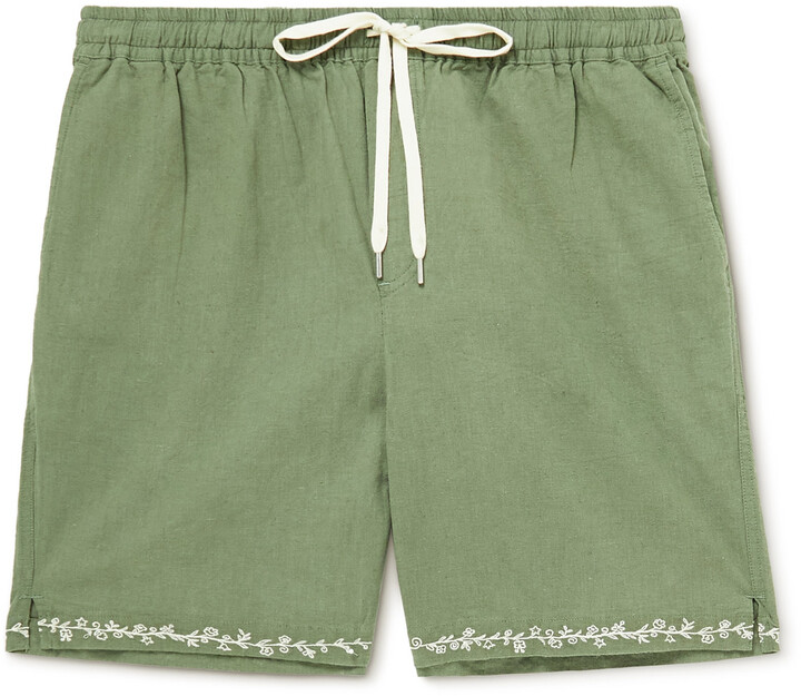 HTOOHTOOH Mens Solid Color Leisure Drawstring Cotton Linen Active Shorts