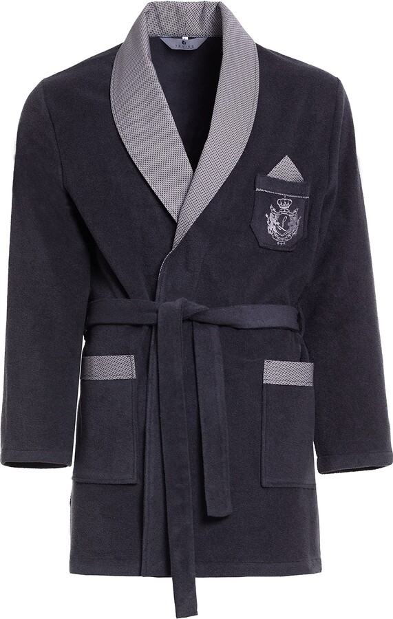 Revise RE401 Short men's dressing gown Warm and cosy Smoking Jacket Graphite C1 XXL