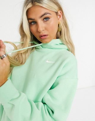 Nike mini swoosh oversized hoodie with tuck sleeve detail in mint green -  ShopStyle